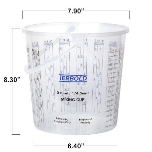 Paint Mixing Cups | 5 Quart Disposable Plastic Measuring Cups for Automotive Paint, Epoxy, Resin, Art (Pack of 10)
