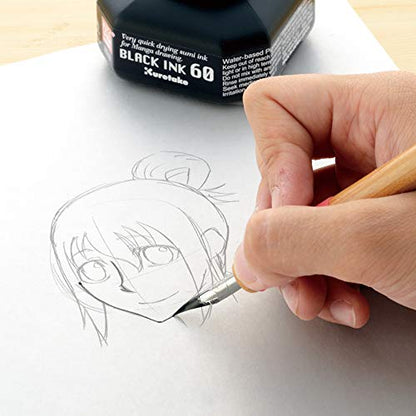 Zig Kuretake Manga Ink ZIGCARTOONISTBLACKINK21.9 fl oz (6060 ml) CNCE104-6 - size: 2 fl oz