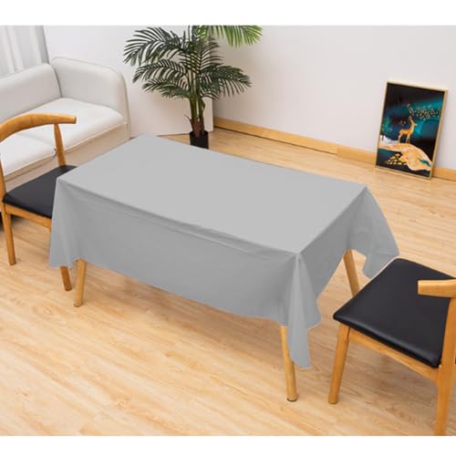 Grey Disposable Plastic Tablecloth, 2 Pack 54"x 108" Rectangle Table Covers for Parties, Events, Weddings, Indoors and Outdoors - color: Grey