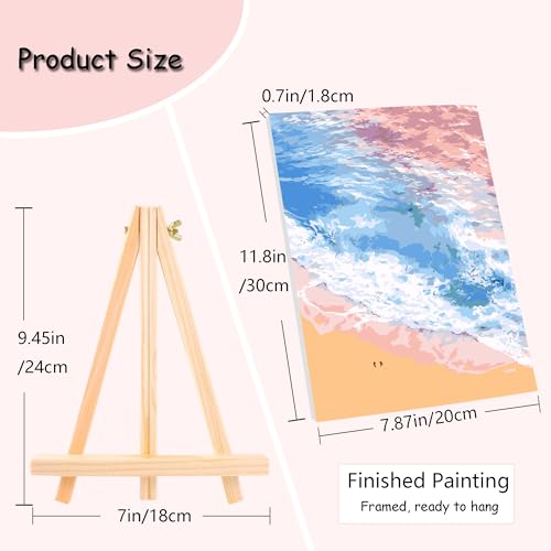 Muzagroo Art 4 Pcs Paint by Numbers Kits for Adults Framed Canvas with Wooden Easel DIY Beach Acrylic Oil Paintings Kits Paint by Numbers on Canvas Wall Art 8x12 inch (Beach) - color: Beach