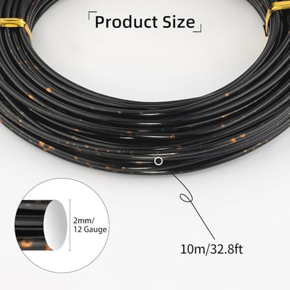 12 Gauge Aluminum Craft Wire for Jewelry Making, 32.8FT Bendable Metal Wirefor Bonsai Armature(Black Gold) - color: Black Gold