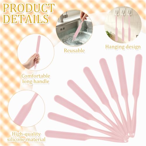 9 Pcs Silicone Jar Spatulas, Narrow Heat-Resistant Reusable Scraper, Pink | Long Handle Kitchen Spatulas, Cake Cream Spatulas Set, Non-Stick Heat Resistant for Jam, Paint, Sourdough, Waxing, Resin - color: Pink