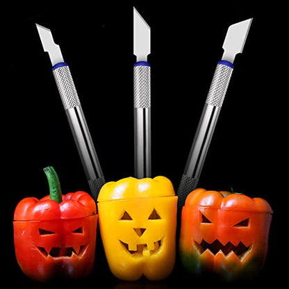 21 Pieces Precision Hobby Craft Knife Set,Razor Sharp Knives for Scrapbooking,Stencil,Art Modeling,Sculpture,Wood Leather,Halloween Pumpkin Carving,Fine Point,Scoring,Chiseling Blade., Black