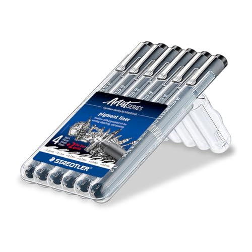 STAEDTLER Pigment Liner Bonus Sketch Set of 6 Liners for the Regular Price of 4(2 free), 308 SB6P - size: 6 Count (Pack of 1), style: Mixed set