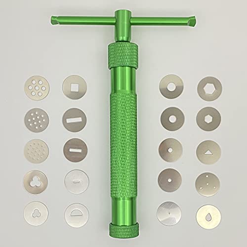 Clay Extruders Fondant Extruder with 20 Discs, Sugar Paste Cake Decor Tool Set - color: Green