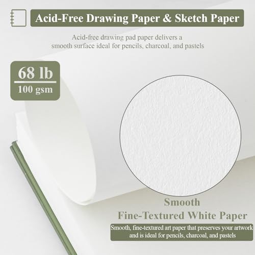 SuFly Small Sketchbook, Sketch Book 5.5 X 8.5, Pack of 1 (68lb/100gsm), 100 Sheets Artist Sketch Pad, Acid Free Drawing Paper, Art Paper for Drawing and Painting & Adults. - color: Green, size: 5.5-x-8.5-inch:1 Pack