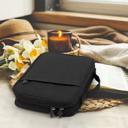 Bible Cover Bag With For Women Men Scripture Study Carrying Book Cover - color: Black