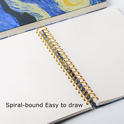 Starry Night Aesthetic Art Mix Media Sketchbook,98lb/160gsm Acid Free Thick Paper Drawing Sketching,1 Pack of A4 Blank Spiral Bound Journal Notebook, Sketch Pad Book for Student and Adult - color: Starry Night A4