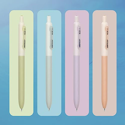 WRITECH Gel Pens Fine Point: 0.5mm Blue Ink Silent Click 8ct - color: Blue