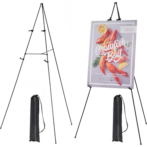 MEEDEN Metal Easel Stand for Painting: 63" Art Easel Sign Stand with Bag | 2 Pack Portable Foldable Instant Tripod Display - Sign Stand for Wedding, Painting Canvas, Presentations, Posters - size: 2-PACK