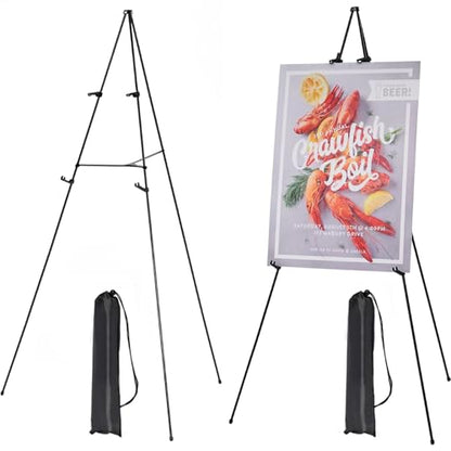 MEEDEN Metal Easel Stand for Painting: 63" Art Easel Sign Stand with Bag | 2 Pack Portable Foldable Instant Tripod Display - Sign Stand for Wedding, Painting Canvas, Presentations, Posters - size: 2-PACK
