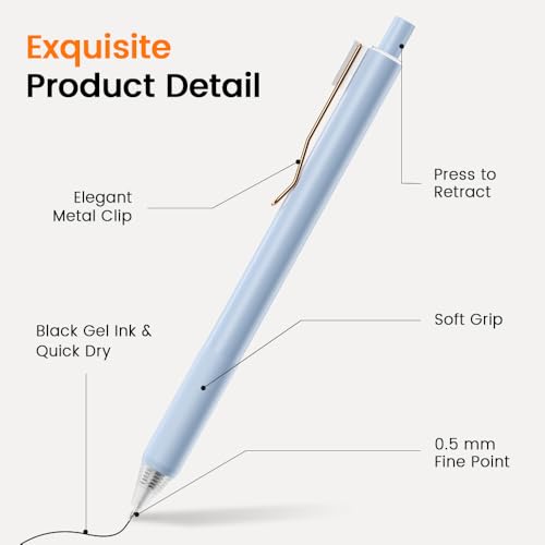 BIYUNRO Gel Pens - Black Ink 4pcs 0.5 mm Fine Point Smooth Writing Pen, Office School Journaling Supplies (Black) - color: Black