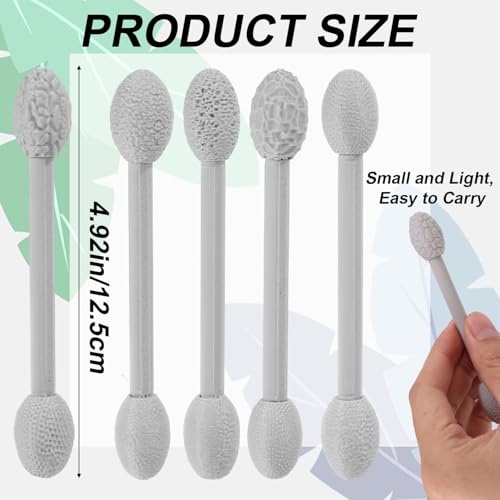 5pcs Clay Texture Roller Set, Oval Doubled-Headed Modeling Clay Stick with Various Patterns and Removable Roller for Pottery & DIY Crafts(Grey)