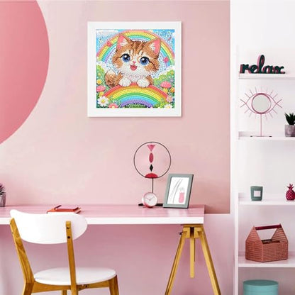 Arttoplus Cat Diamond Art Painting Kits for Kids with Frame 7x7 inch - color: CC1070-US