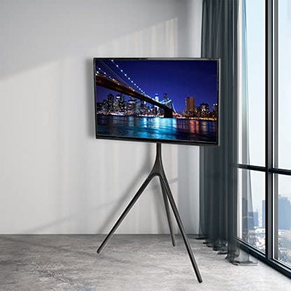 VIVO Black Easel TV Stand for 45 to 65 inch Screens, STAND-TV65AB | Articulating Artistic Studio Display Stand, Adjustable TV Mount with Swivel, Tripod Base, Max VESA 600x400, Holds 77 lbs - color: Black - Black, size: 45 to 65 in TVs