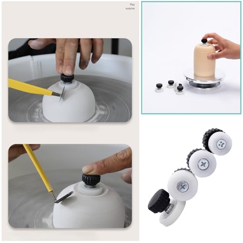 TorSor 4 Pack Clay Pottery Trimming Spinners 4 Size Pottery Clay Spinner Wheel Throwing Top Rotary Finishing Tool for Stoneware Clay Cone Pottery Wheel Kit Sculpting Wheel Rock Painting Terra Cotta