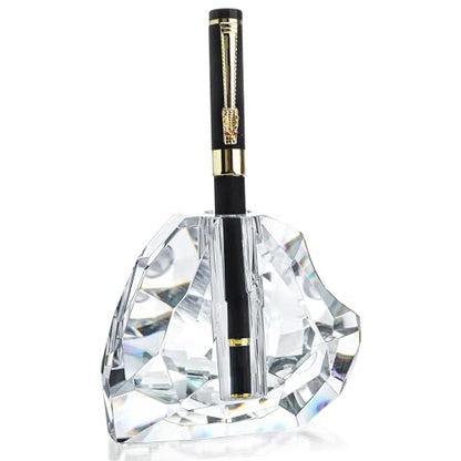 QFkris Crystal Heart Shaped Single Pen Holder for Desk