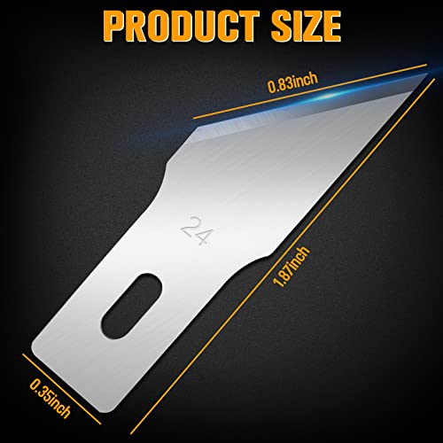 JETMORE 100 Pack Exacto Knife Blades #24, Craft Knife Blades Hobby & Craft | Broad #24 SK5 edges handle carving and shaping, hobby knife blades suit wood and foam, with craft blades stored in a box - size: #24