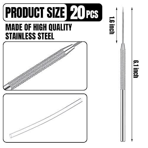 Lasnten 20 Pcs Clay Needle Tool Set Pottery Needle Tool Stainless Steel Ceramic Detail Tools Clay Sculpting Tools for Ceramics Sculpting DIY Craft and Detailed Carving Supplies