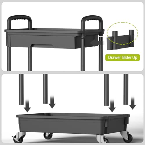 Sorgion 4 Tier Rolling Cart Organizer,Art Craft Diaper Bedside Snack Laundry Room Bathroom Organizer Narrow Thin Slim Rolling Trolley Utility Cart with Wheels for Kitchen,Office(Black) - size: 4Tier-Black