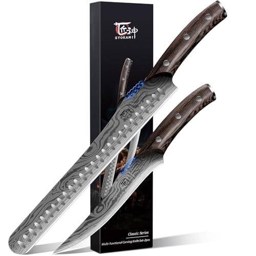 SYOKAMI Brisket Slicing Knife Set, Carving & Boning Knife for Meat & Turkey - size: 2 PCS Set