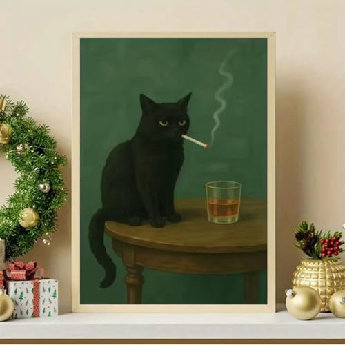 Cat Paint by Numbers Animals DIY Black Cat Painting On Canvas 16 x 20 inch - color: HL6641