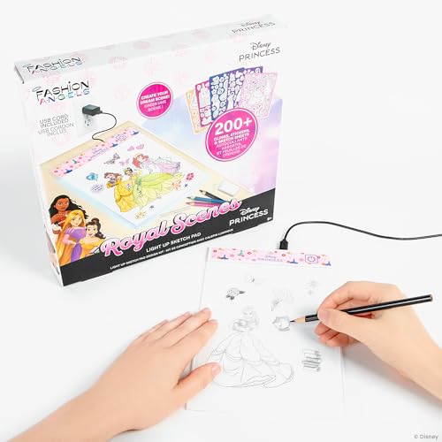 Fashion Angels Disney Princess Light Up Sketchpad Kids Design Kit | Includes Illuminated Tracing Pad, 5 Reusable Clings, Sticker Sheet & More for Girls Ages 8+ - style: Disney Princess