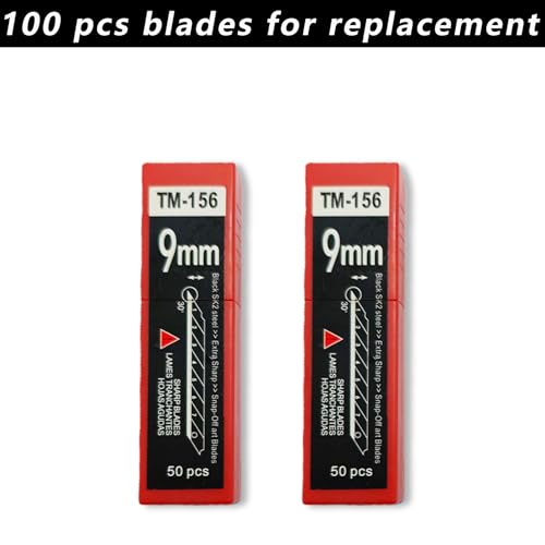 100Pcs Utility Knife Blades 30 Degree 9mm Snap Off Blades,Art Knife Replacement Carbon Steel Blades for Arts,Crafts,Carton,Box,Paper and Window Tint Cutting