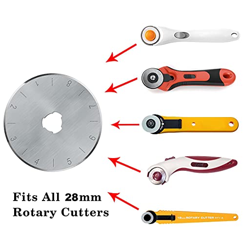 HEADLEY TOOLS 28mm Rotary Cutter Blades 10 Pack Fits Olfa, Fiskars, Replacement Rotary Blade for Arts Crafts Quilting Scrapbooking Sewing, Sharp and Durable - size: 28mm 10pcs