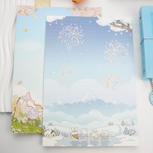 40/60 Sheets watercolor cute writing paper B5 size letter printer paper 120gsm decorative scrapbooking colored antique vintage flowers animal design Double-Sided stationery(little rabbit) - color: Little Rabbits
