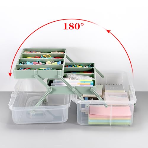 BTSKY Plastic Dividing Storage Box, Tackle Box with Adjustable Dividers - color: Clear+Green
