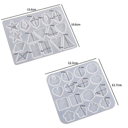 Attuslla 2 PCS Resin Earring Molds Pendant Resin Molds Silicone Jewelry Silicone Resin Molds Making Kits with Ear Hooks, Jump Rings for DIY Earrings, Necklace, Pendant Craft Supplies - color: Style 3