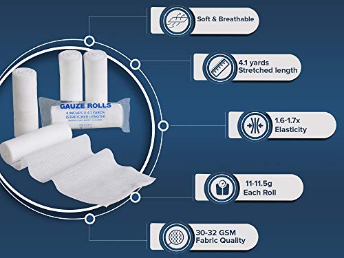 Gauze Rolls Pack of 72 – Premium Quality Lint and Latex-Free 4 inches x 4.1 Yards Conforming Stretch Bandages Designed for Effective Wound Care & Comfort - Ideal for use as a Mummy wrap - size: 4 Inch - 72 Rolls