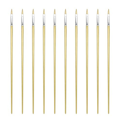 Filbert Artist Paint Brush 10 Piece Set Medium Stiff Pure Hog Bristle Extra Long Handle #0, Acrylic Oil Watercolor - size: #0(Filbert 10PCS)
