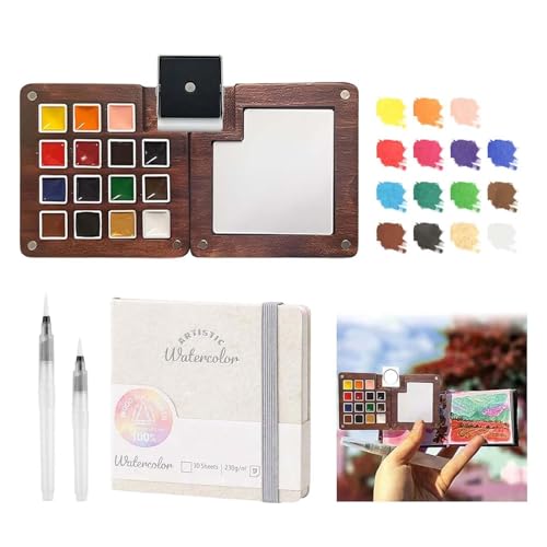 Travel Watercolor Paint Set - Pocket 15-Color Mini Kit with Sketch Pad - color: 15 Colours with Watercolorbook 3.14in
