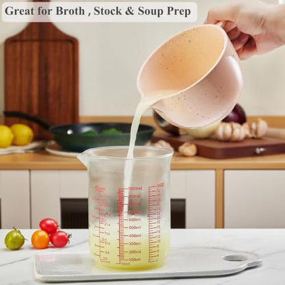 High Borosilicate Glass Measuring Cup-V-Shaped Spout，Glass Measuring Beaker for Kitchen or Restaurant, Easy to Read, 1000 ML (32 Oz, 4Cup) - size: 4Cup,1000ML