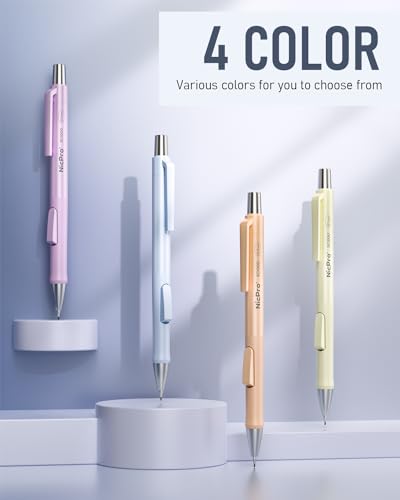 Nicpro 8 Pack Pastel Mechanical Pencil 0.7mm, Cute Fast Click Mechanical Pencils Set with 480PCS HB Lead Refills, 3 Erasers with Case, Aesthetic School Supplies for Writing Drawing Sketching | Mechanical Pencils Set with 480PCS HB Lead Refills, 3 Erasers