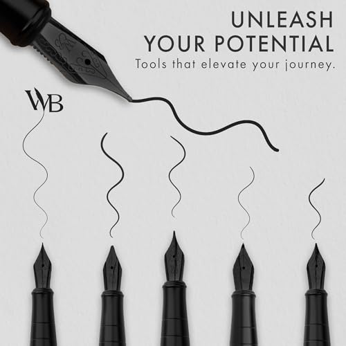 Wordsworth & Black Luxury Fountain Pen Set for Writing, 6 Nibs, All Black - color: All Black