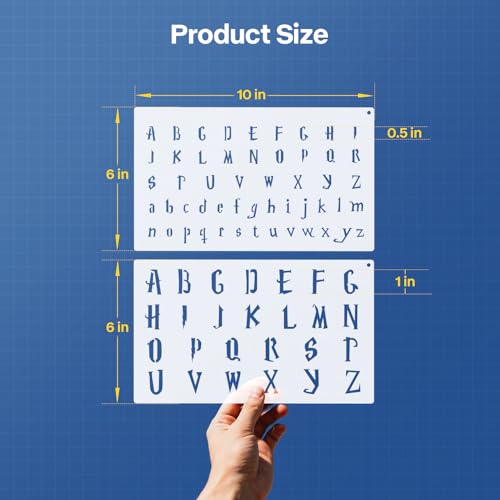 Small Letter Stencils for Painting 0.5 & 1 Inch, 5PCS Small Alphabet Number Symbol Lettering Stencils for Journaling Scrapbook Crafts Art - color: Old English