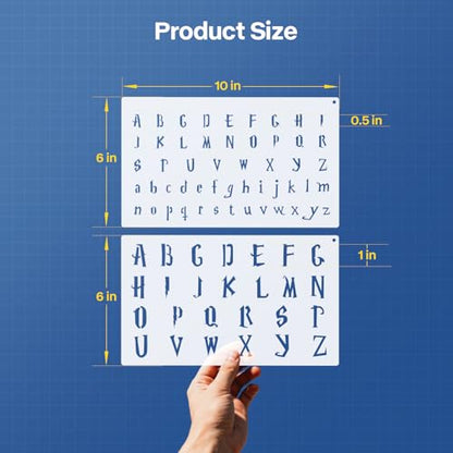 Small Letter Stencils for Painting 0.5 & 1 Inch, 5PCS Small Alphabet Number Symbol Lettering Stencils for Journaling Scrapbook Crafts Art - color: Old English