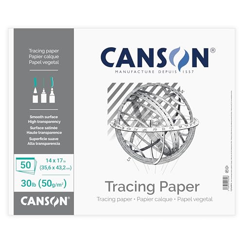 Canson Artist Series Tracing Pad Tape Binding, 50 Sheet, Art Supplies for Students & Professionals 14x17 inch - size: 14x17 inch
