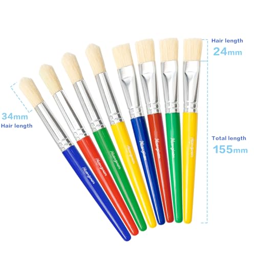 Kids Paint Brushes Set, 16 Pack Brushes for Children and School | Washable Round & Flat Art Brushes Perfect for School Painting & Home Crafts - size: 16PCS