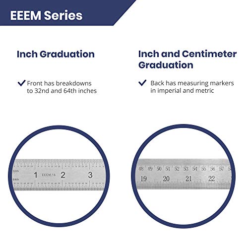 Pacific Arc Stainless Steel Ruler Inch and Metric, with 32nd and 64th Graduations, 36 Inches - style: 36 In
