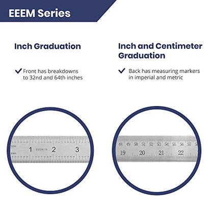 Pacific Arc Stainless Steel Ruler Inch and Metric, with 32nd and 64th Graduations, 36 Inches - style: 36 In