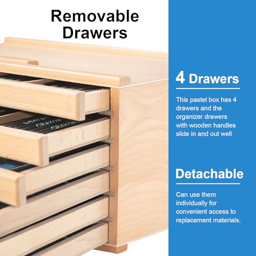 Falling in Art Wooden Pastel Storage Box With 6 Removable Drawers - size: 6-Drawer