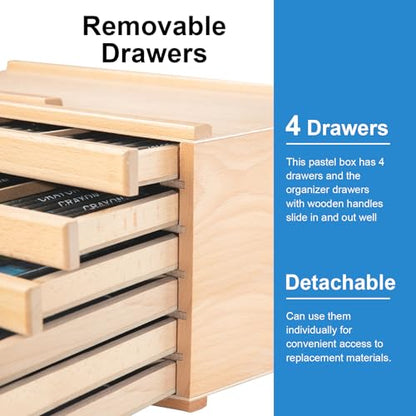 Falling in Art Wooden Pastel Storage Box With 6 Removable Drawers - size: 6-Drawer