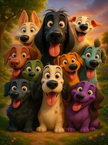 AWUJON Diamond Painting Kits for Adults, Dog 5D Diamond Art Kits Full Drill Diamond Dots DIY Paintings with Diamonds Gem Art and Crafts Home Wall Decor 12x16 inch - color: Dog