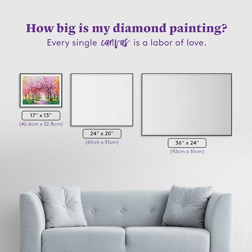 DIAMOND ART CLUB Cherry Blossom Trees Diamond Art Kits for Adults | Premium Diamond Painting Kit, Fun DIY Crafts for Adults, Round Diamond Art Canvas, 17" x 13" (42.6 x 32.8 cm) - color: Cherry Blossom Trees