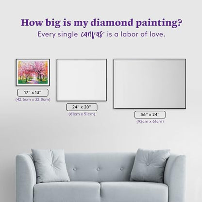 DIAMOND ART CLUB Cherry Blossom Trees Diamond Art Kits for Adults | Premium Diamond Painting Kit, Fun DIY Crafts for Adults, Round Diamond Art Canvas, 17" x 13" (42.6 x 32.8 cm) - color: Cherry Blossom Trees