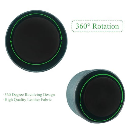 Round Leather Art Supply Organizer,Remote Control Holder,360 Degree Spinning,Multi-Functional Pencil Holder,4 Compartments Desktop Stationary Organizer(1-Liuli Green) - color: 1-Liuli Green